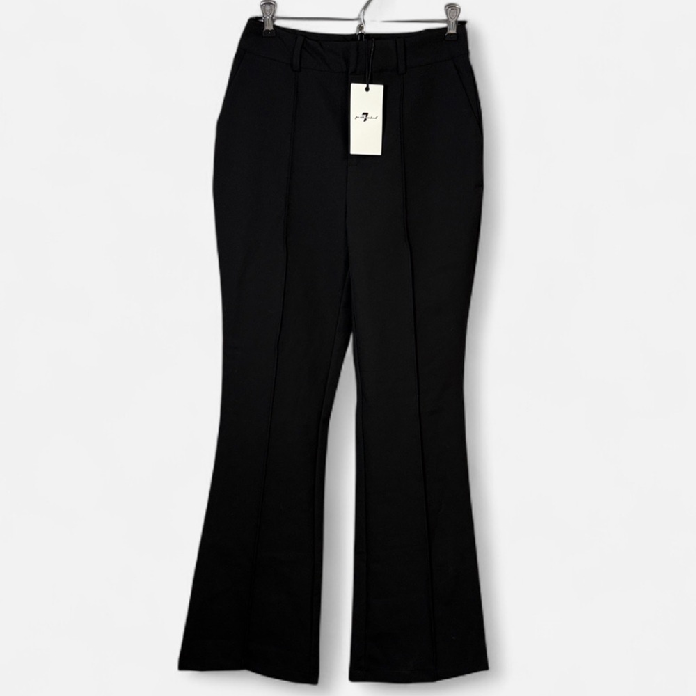 7 For All Mankind Black Front Seam Flared Trousers